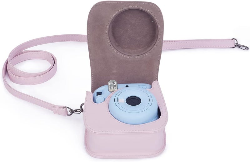 Phetium Instant mini 12 Camera Protective Case Compatible with Instax Mini 12 11,PU Leather Bag with Pocket and Adjustable Shoulder Strap (Blossom Pink) - Image 5